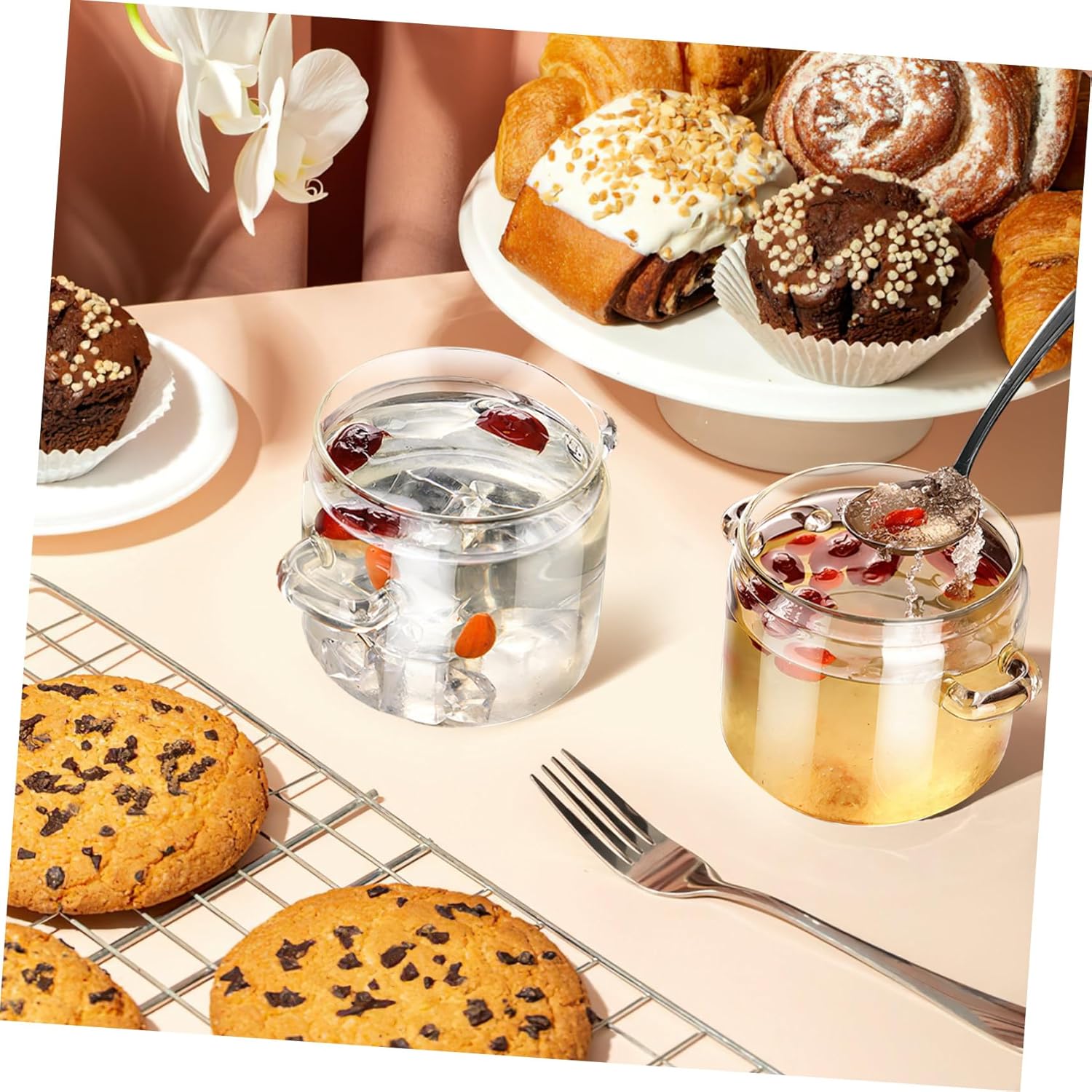 Yardwe 350ml Small Clear Glass Cooking Pot Saucepan with Lid for Stovetop Milk and Baby Food Cooking