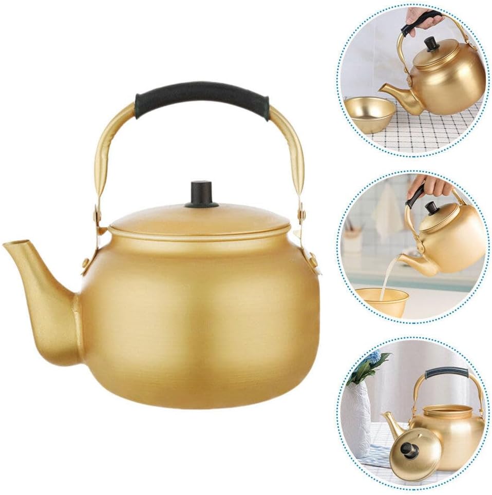 Yardwe Metal Whistling Tea Kettle with Electric Water Heater - Classic Hot Water Pot for Stovetop Brewing