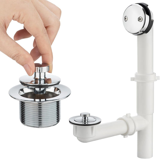 Yariwiz 1-1/2" Polished Chrome Bathtub Tub Drain Kit with Universal Lift & Turn Drain - Overflow Faceplate Included