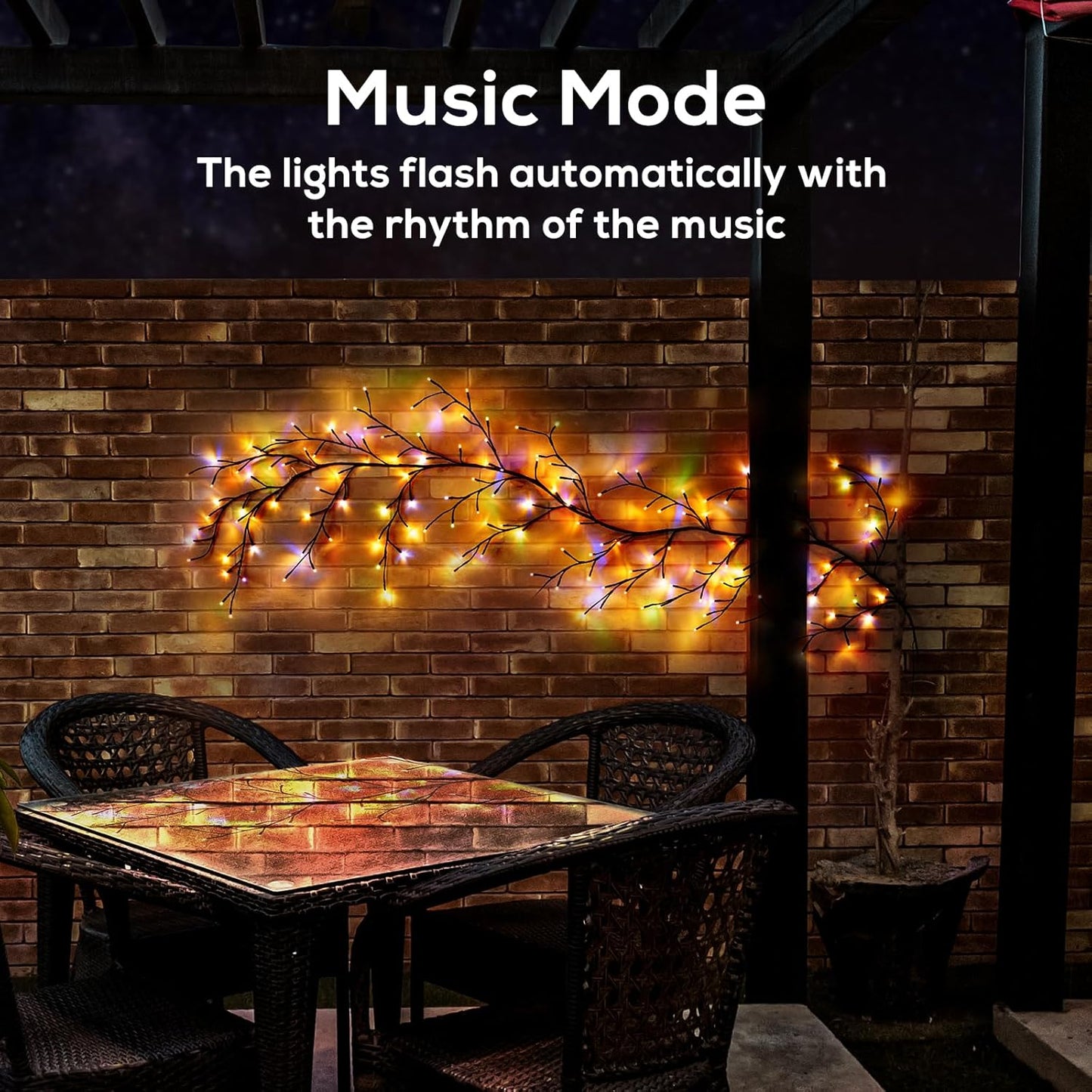 YCoisini Enchanted Willow Vine Lights - Voice-Activated Wall Decoration with 160 LEDs, 8.2FT, Warm & Color Light Modes - Brown