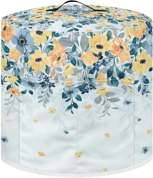 Yellow Blue Floral Air Fryer and Pressure Cooker Dust Cover for 3 Qt Instant Pot Crock Pot - Women's Ideal Kitchen Appliance Gift