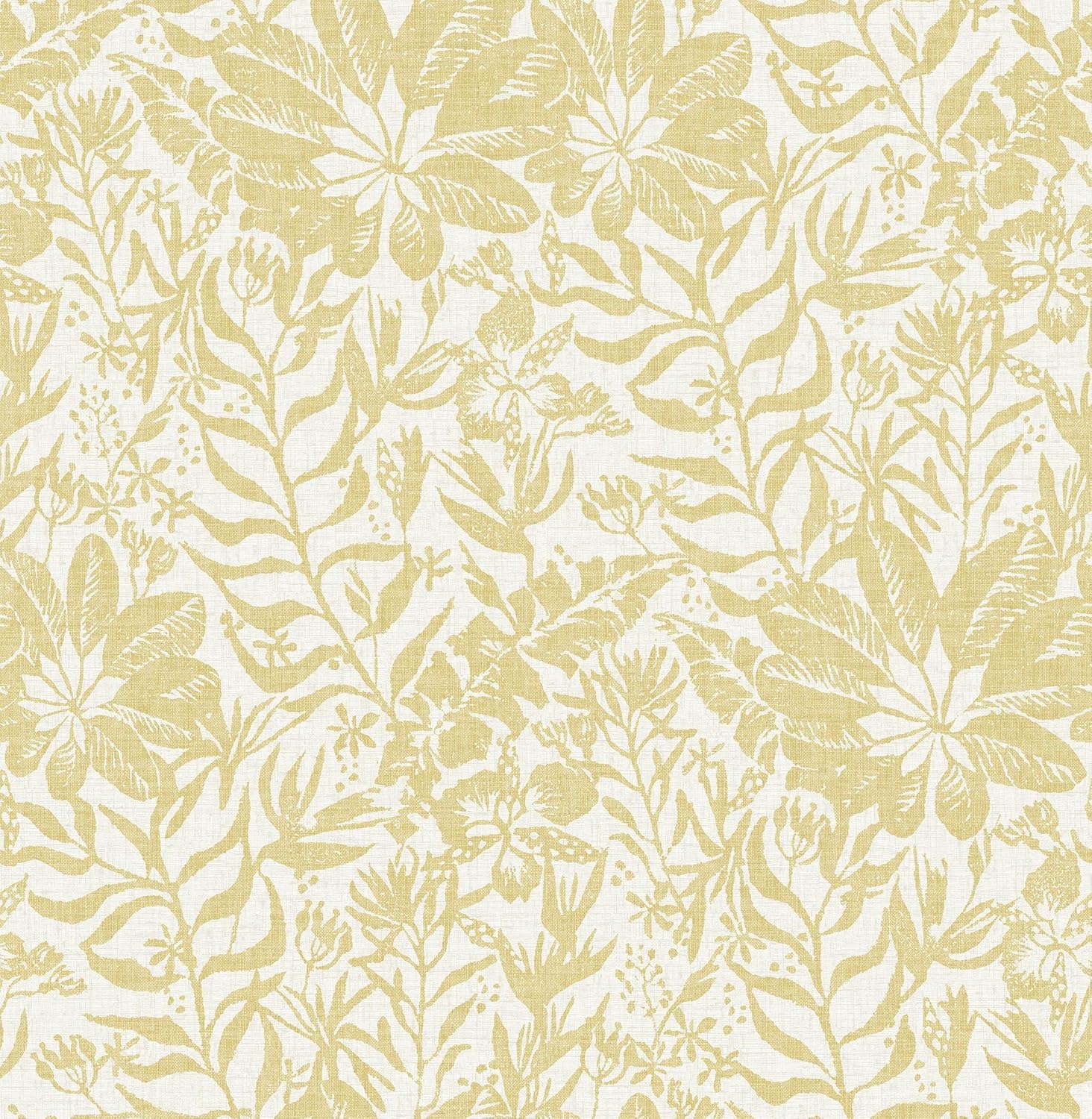 Yellow Peel & Stick Wallpaper - NuWallpaper NUS3999 Foliole Pattern