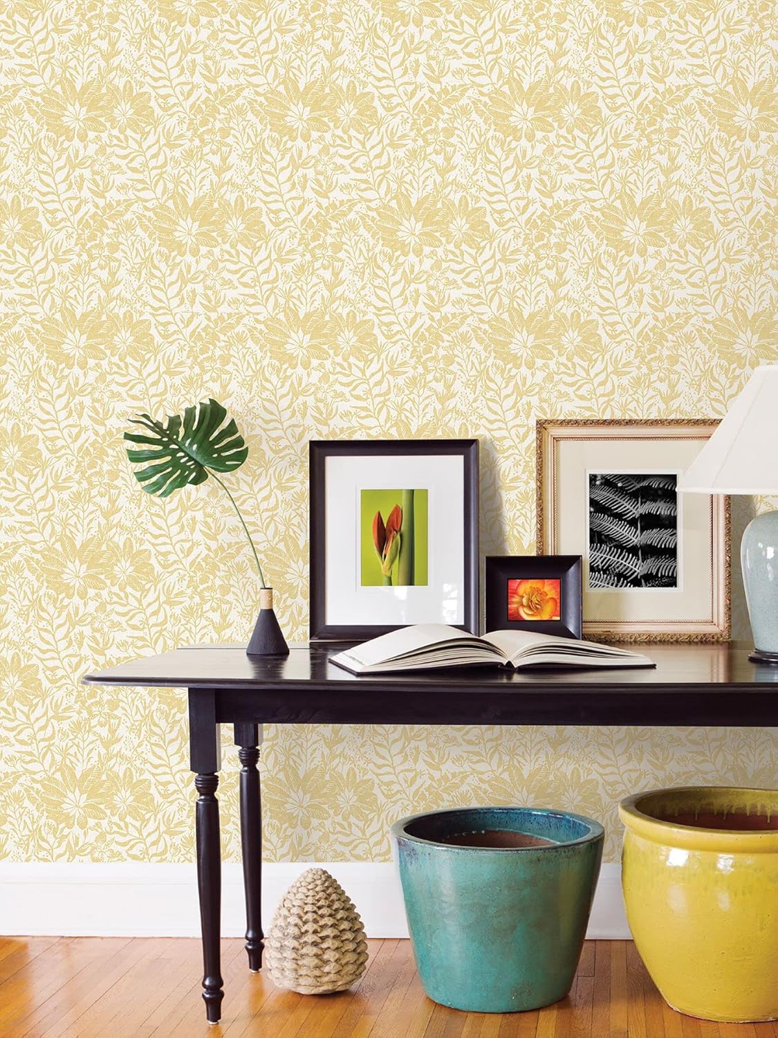 Yellow Peel & Stick Wallpaper - NuWallpaper NUS3999 Foliole Pattern