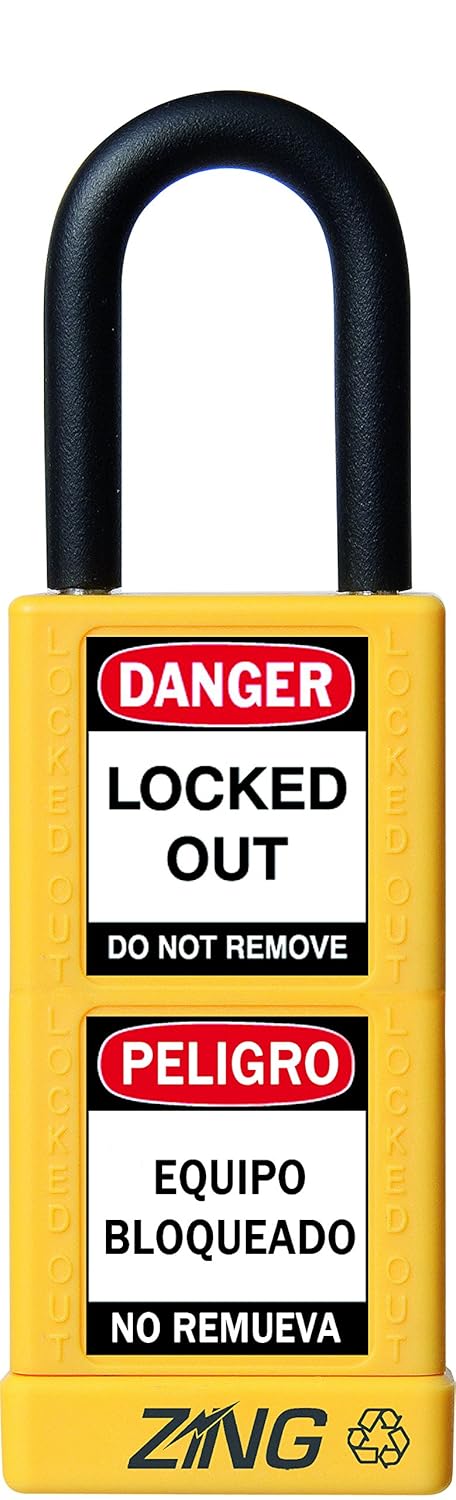 Yellow RecycLock Safety Padlock by Zing Green Products - Keyed Different, 1-1/2" Shackle, 3" Body