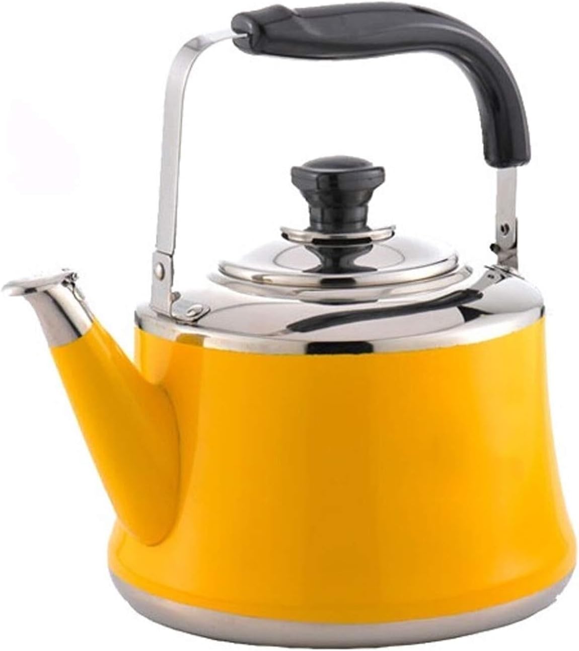 Yellow Whistling Stovetop Tea Kettle - 304 Stainless Steel Fast Heating Teapot for Induction, Gas, Electric, and Halogen Stoves - 5.3 Quart