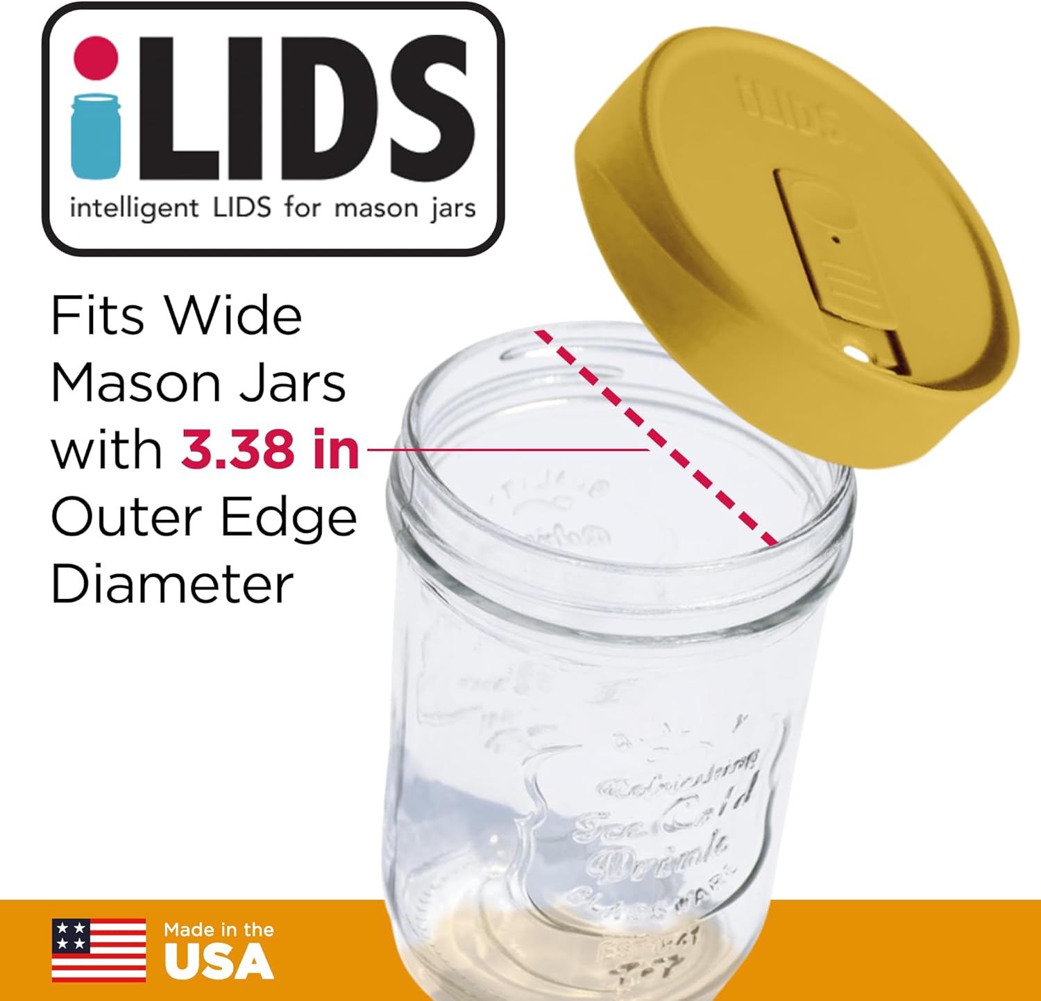 Yellow Wide Mouth Mason Jar Drink Lid - Pack of 2 by iLIDS