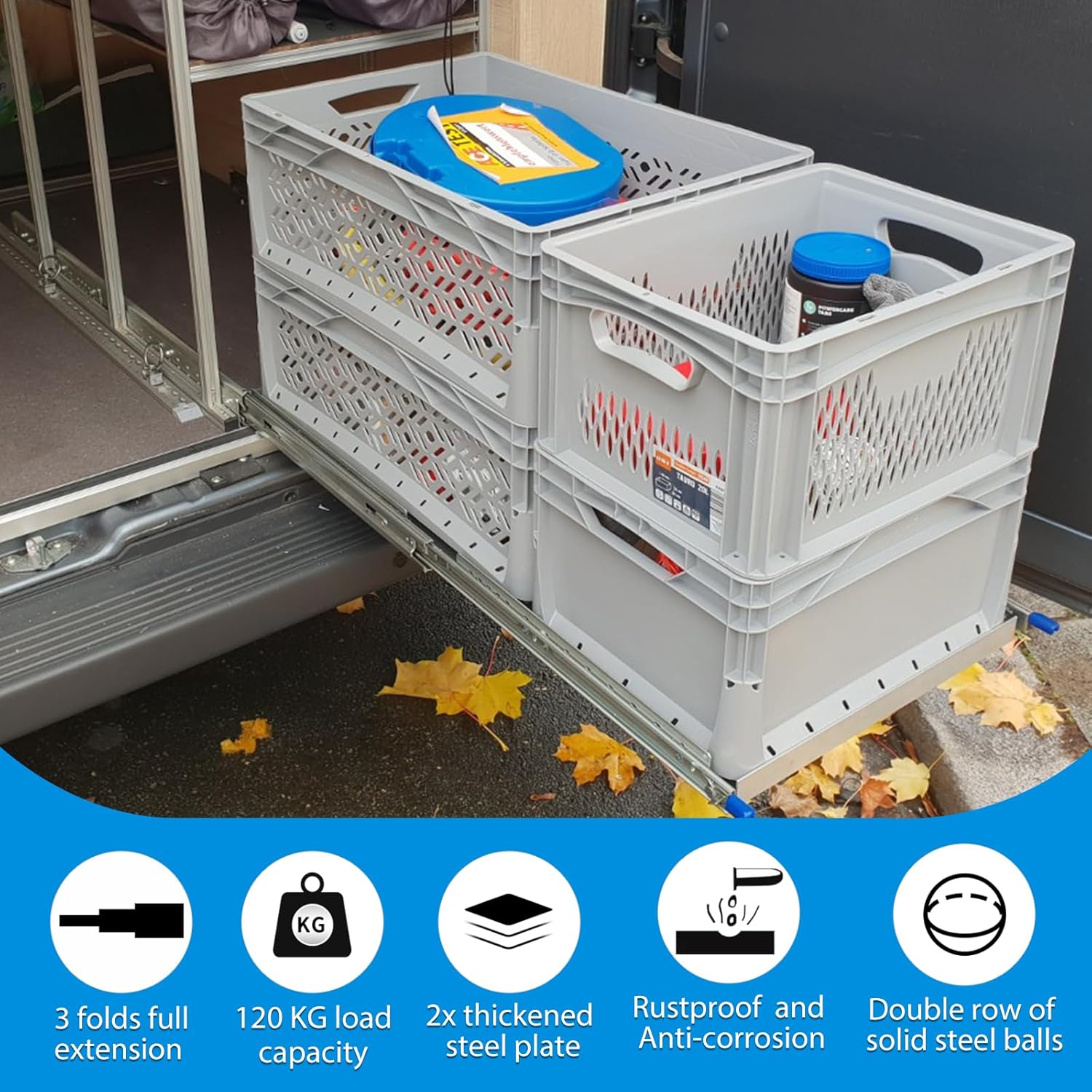 YENUO 20 Inch Locking Heavy Duty Drawer Slides Full Extension - Side Mount Ball Bearing Metal Rails with 250 Lb Capacity - 1 Pair