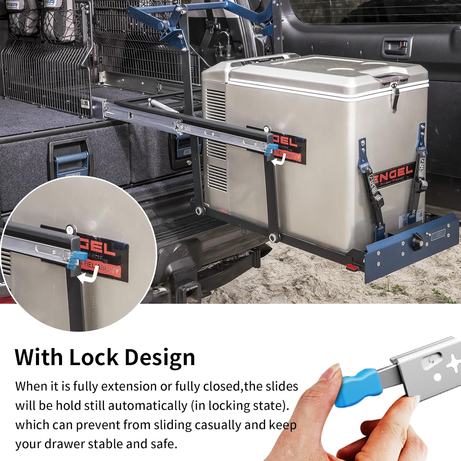 YENUO 20 Inch Locking Heavy Duty Drawer Slides Full Extension - Side Mount Ball Bearing Metal Rails with 250 Lb Capacity - 1 Pair