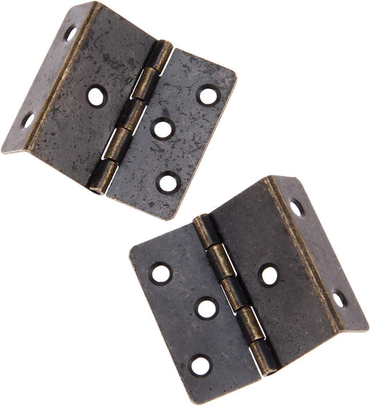Yetaha 2 Pcs Antique Bronze Decorative Box Hinges with Screws - Three Folding Hardware Hinge for Door, Cabinet, Furniture, Vintage Jewelry Chest