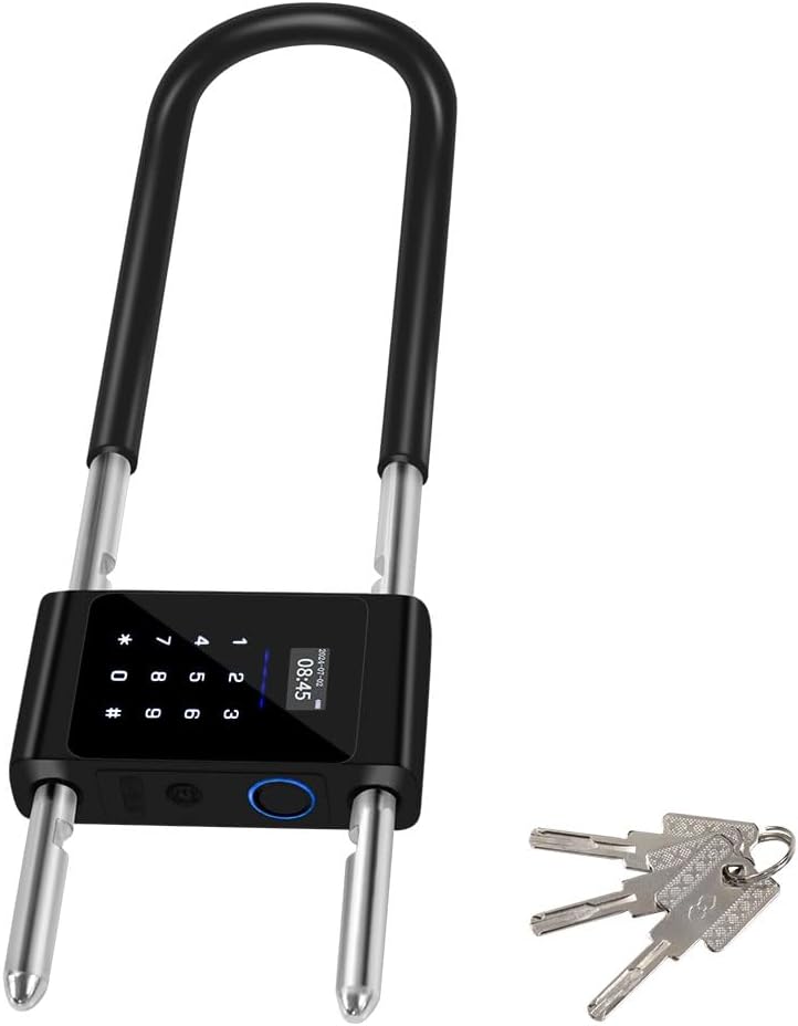 Yitoo Long U-Shaped Smart Combination Padlock with RFID Bluetooth Fingerprint - Adjustable Shackle for Outdoor Gates, Sheds, and Offices