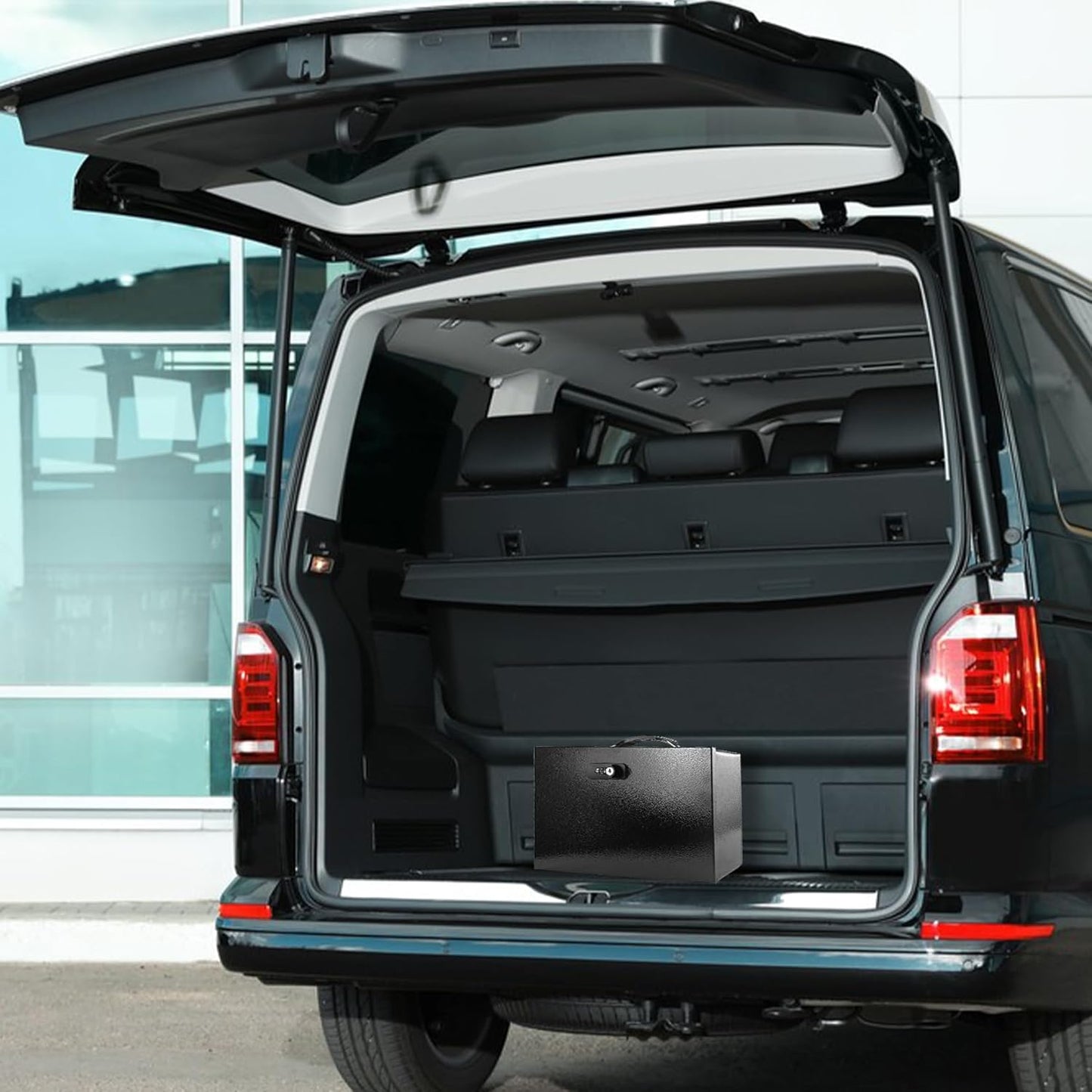 YIYITOOLS Fireproof Document Lock Box with Dual Combination and Key Lock - Black Fire Resistant Safe for Personal Items, Jewelry, Money - Portable Carrying Handle