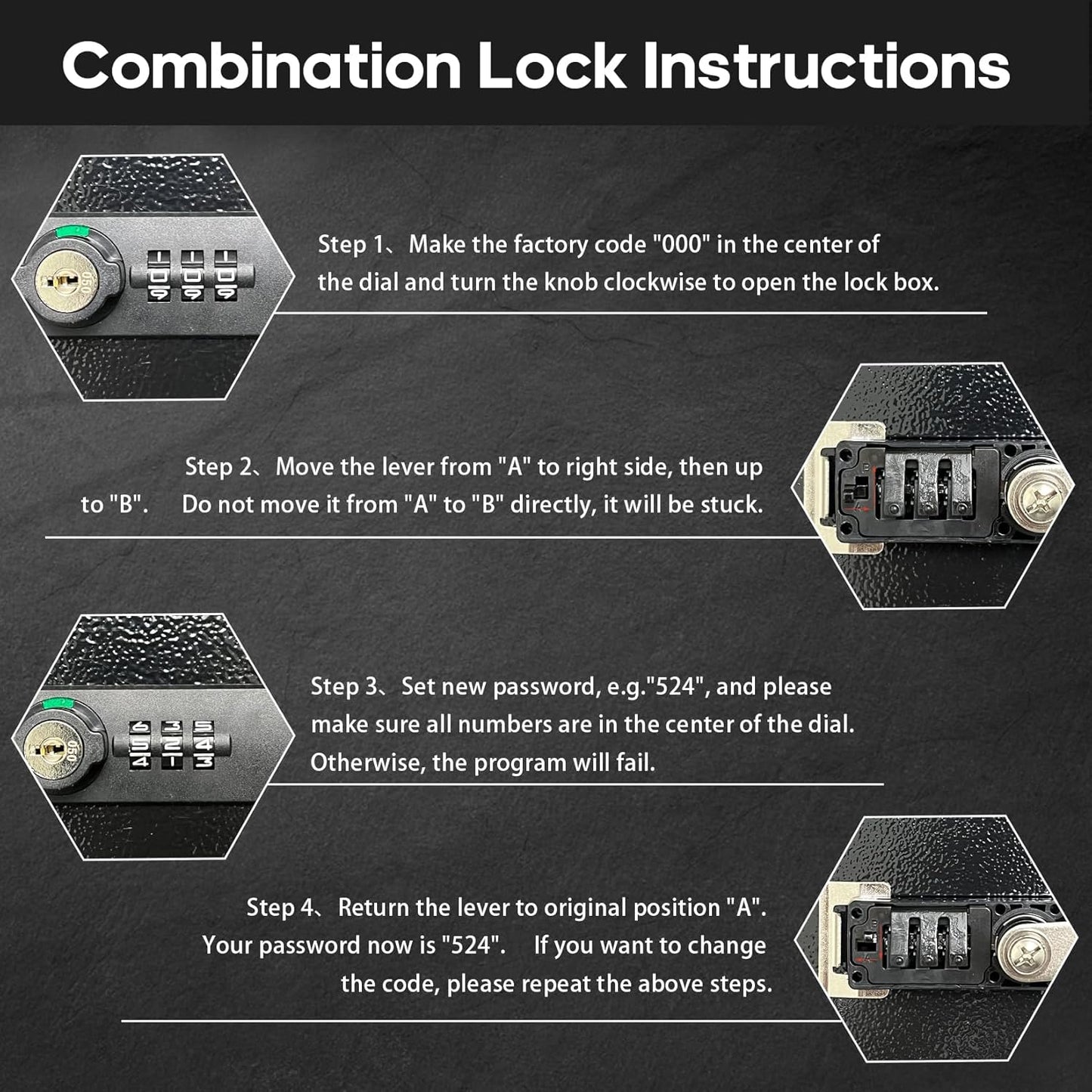 YIYITOOLS Fireproof Document Lock Box with Dual Combination and Key Lock - Black Fire Resistant Safe for Personal Items, Jewelry, Money - Portable Carrying Handle