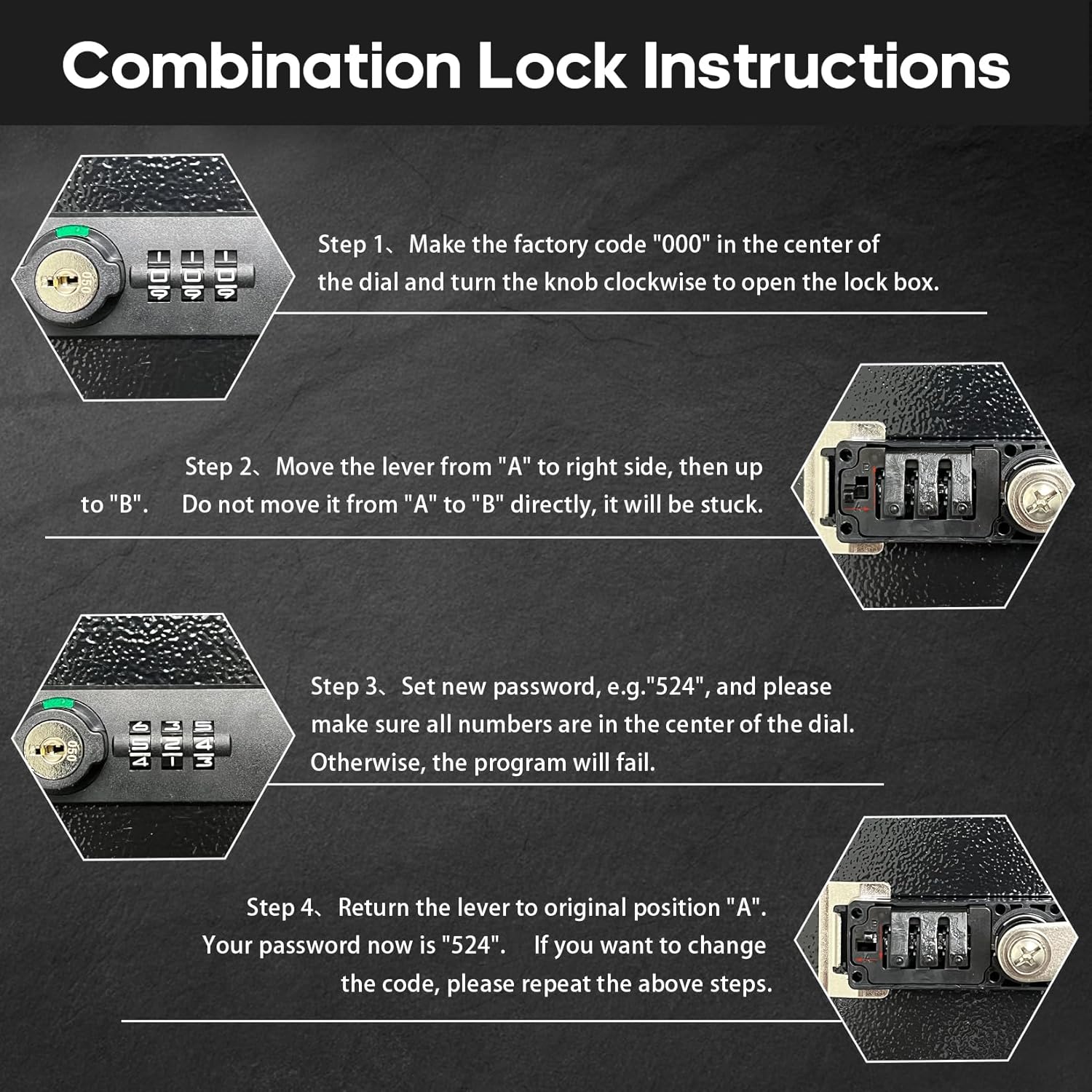 YIYITOOLS Fireproof Document Lock Box with Dual Combination and Key Lock - Black Fire Resistant Safe for Personal Items, Jewelry, Money - Portable Carrying Handle