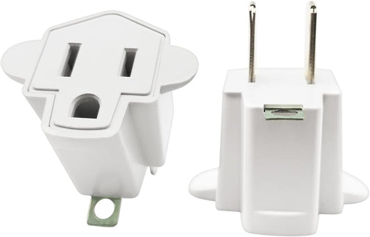 YOELVN 3 Prong to 2 Prong Adapter Converter, Portable Fireproof Wall Outlet Plug, 2 Pack Ivory White - Household Three Prong Adapter Plug