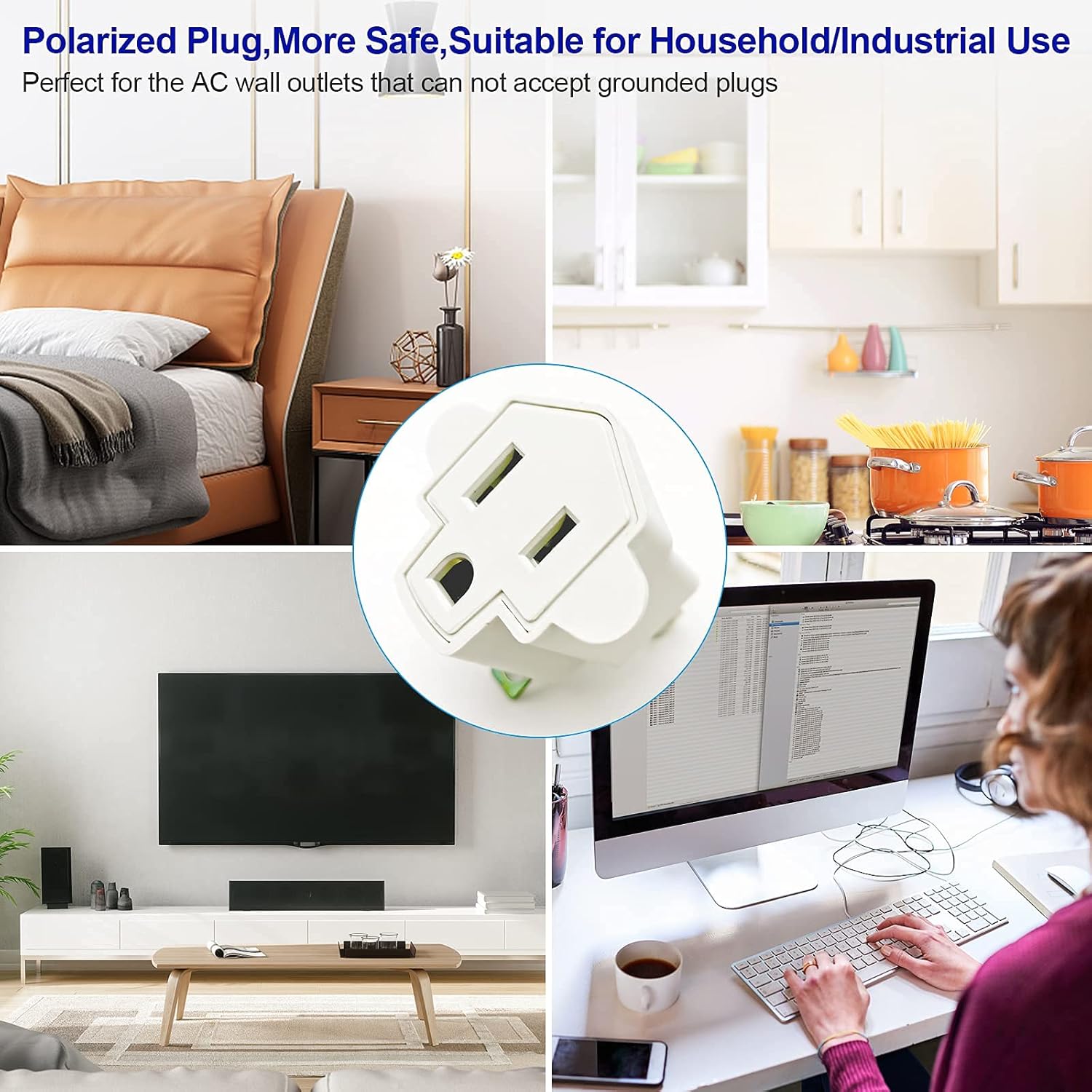 YOELVN 3 Prong to 2 Prong Adapter Converter, Portable Fireproof Wall Outlet Plug, 2 Pack Ivory White - Household Three Prong Adapter Plug