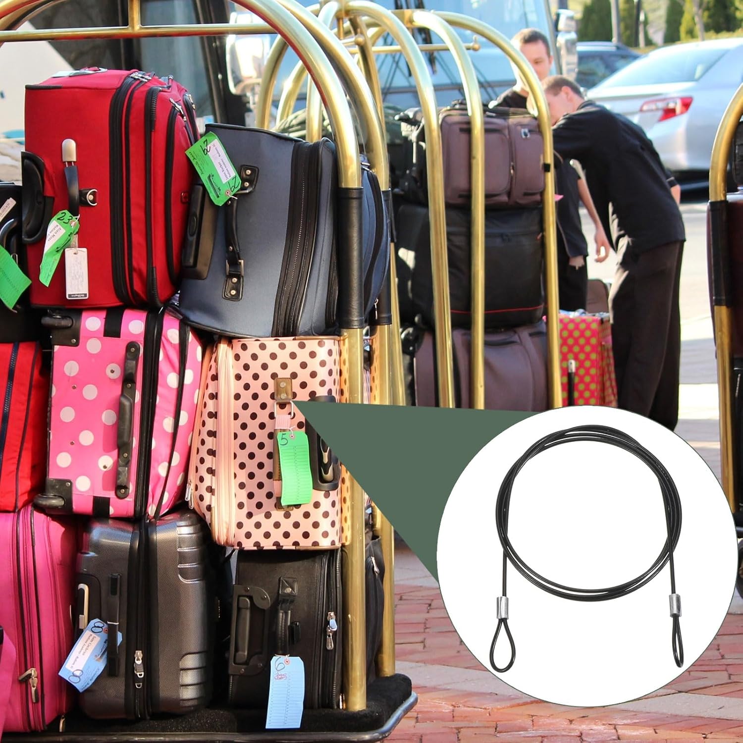 YOKIVE 3-Pack Stainless Steel Safety Cable Locks with Double Loops for Outdoor and Luggage Security - Black, 6.5-Feet