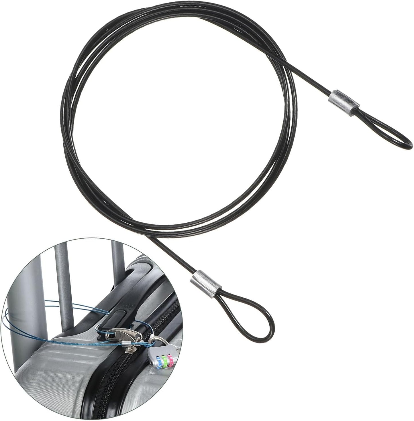 YOKIVE 3-Pack Stainless Steel Safety Cable Locks with Double Loops for Outdoor and Luggage Security - Black, 6.5-Feet