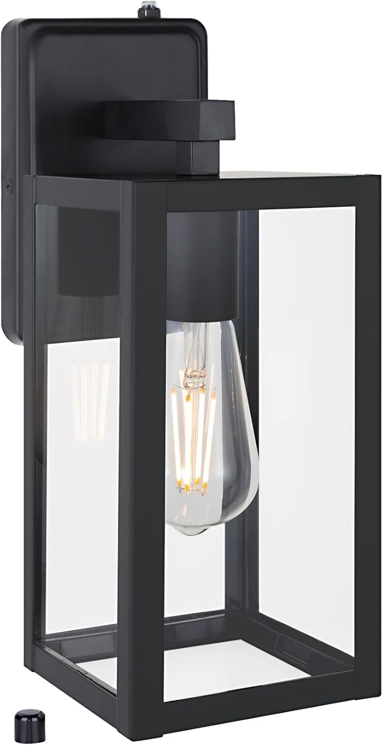 YoonLIT SMARTLIFE Dusk to Dawn Outdoor Wall Lantern - Anti-Rust, Waterproof, Black - Ideal for Front Porch, Patio, Garage - 1-Pack