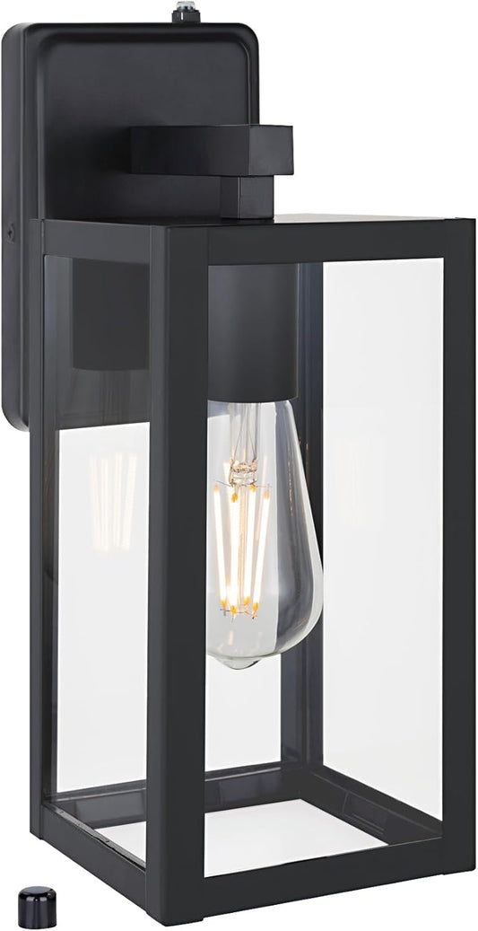 YoonLIT SMARTLIFE Dusk to Dawn Outdoor Wall Lantern - Anti-Rust, Waterproof, Black - Ideal for Front Porch, Patio, Garage - 1-Pack
