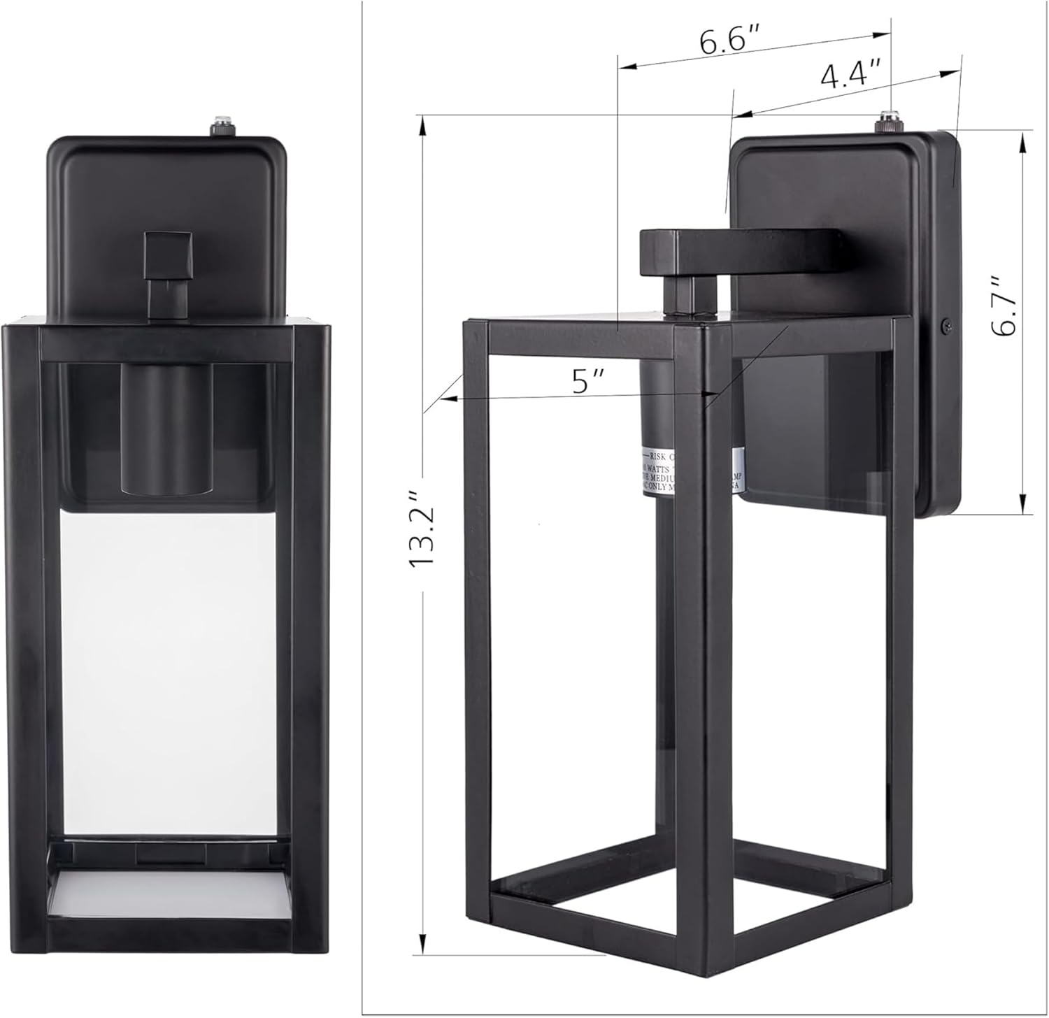 YoonLIT SMARTLIFE Dusk to Dawn Outdoor Wall Lantern - Anti-Rust, Waterproof, Black - Ideal for Front Porch, Patio, Garage - 1-Pack