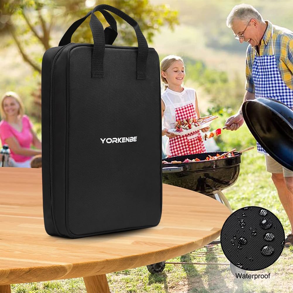 Yorkenbe Camp Kitchen Organizer Bag - High Capacity Cooking Utensils Storage with Hanging Hooks, Paper Towel Holder, and Waterproof Design for BBQ Essentials