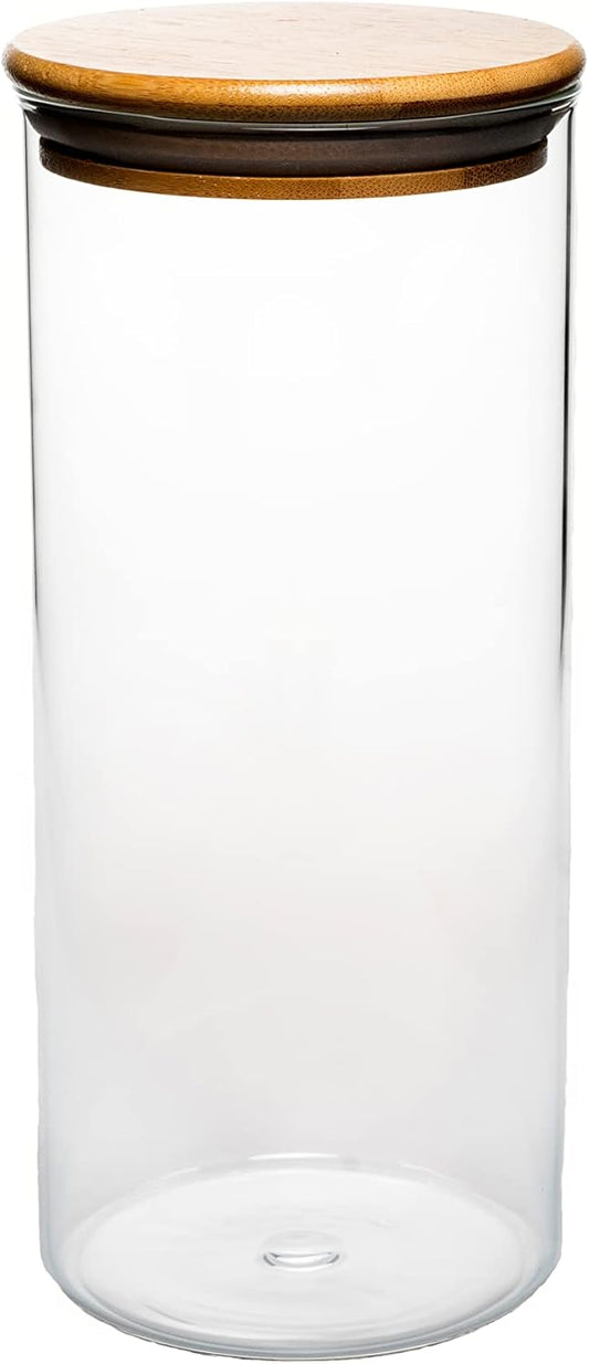 Yosemite Class Canister with Airtight Seal Wood Lid for Dry Food, Tea, Coffee, Spices - Modern Design Clear Food Storage Jar (7CN736)