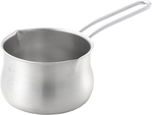Yoshikawa YJ3349 Milk Pan, 4.7 inches, Stainless Steel Double Mouth, Made in Japan - Gas Fire Compatible