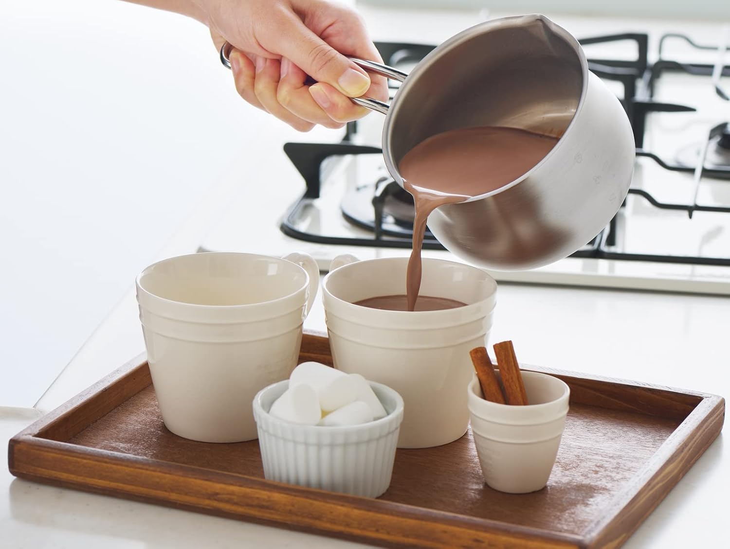 Yoshikawa YJ3349 Milk Pan, 4.7 inches, Stainless Steel Double Mouth, Made in Japan - Gas Fire Compatible