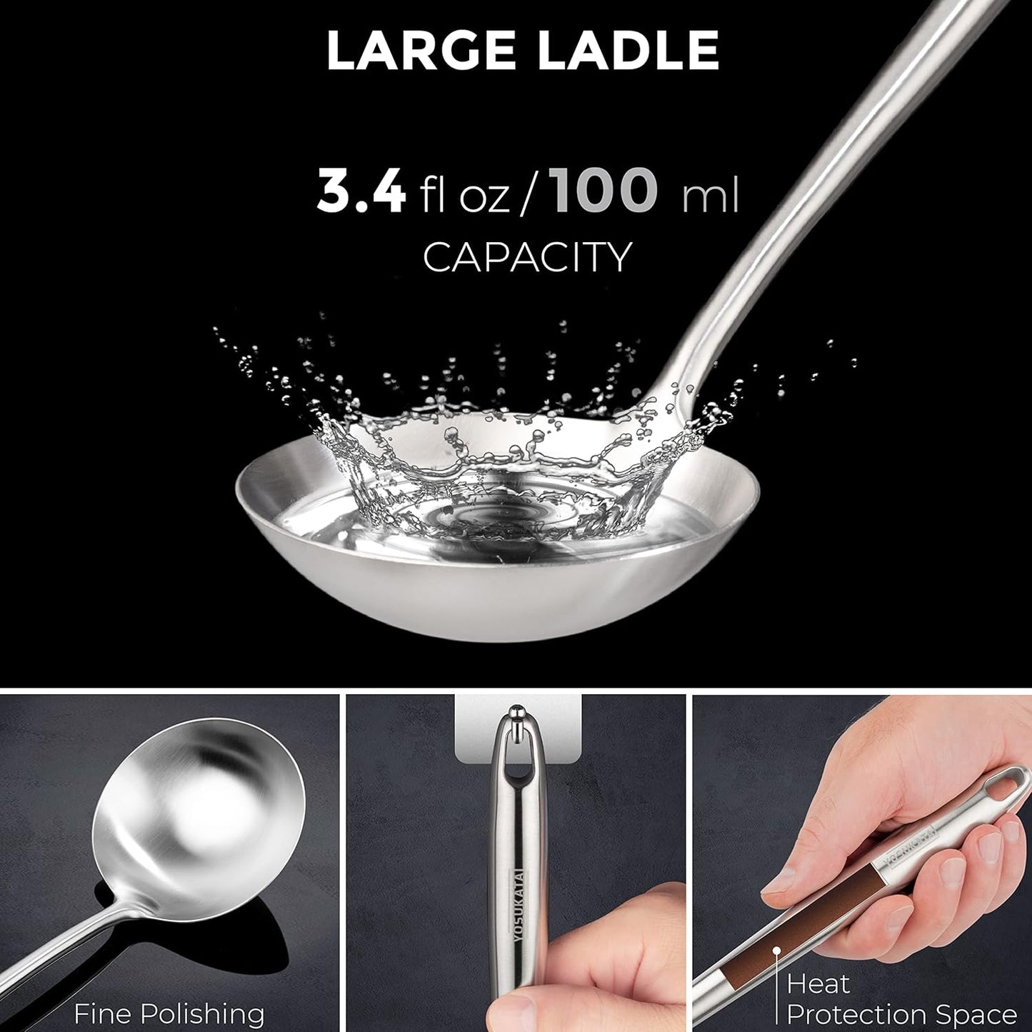 YOSUKATA Carbon Steel Wok and Spatula Set - 14" Wok Pan with Ladle + 17" Heat-Resistant Tools + Wooden Chopsticks (Set of 3)