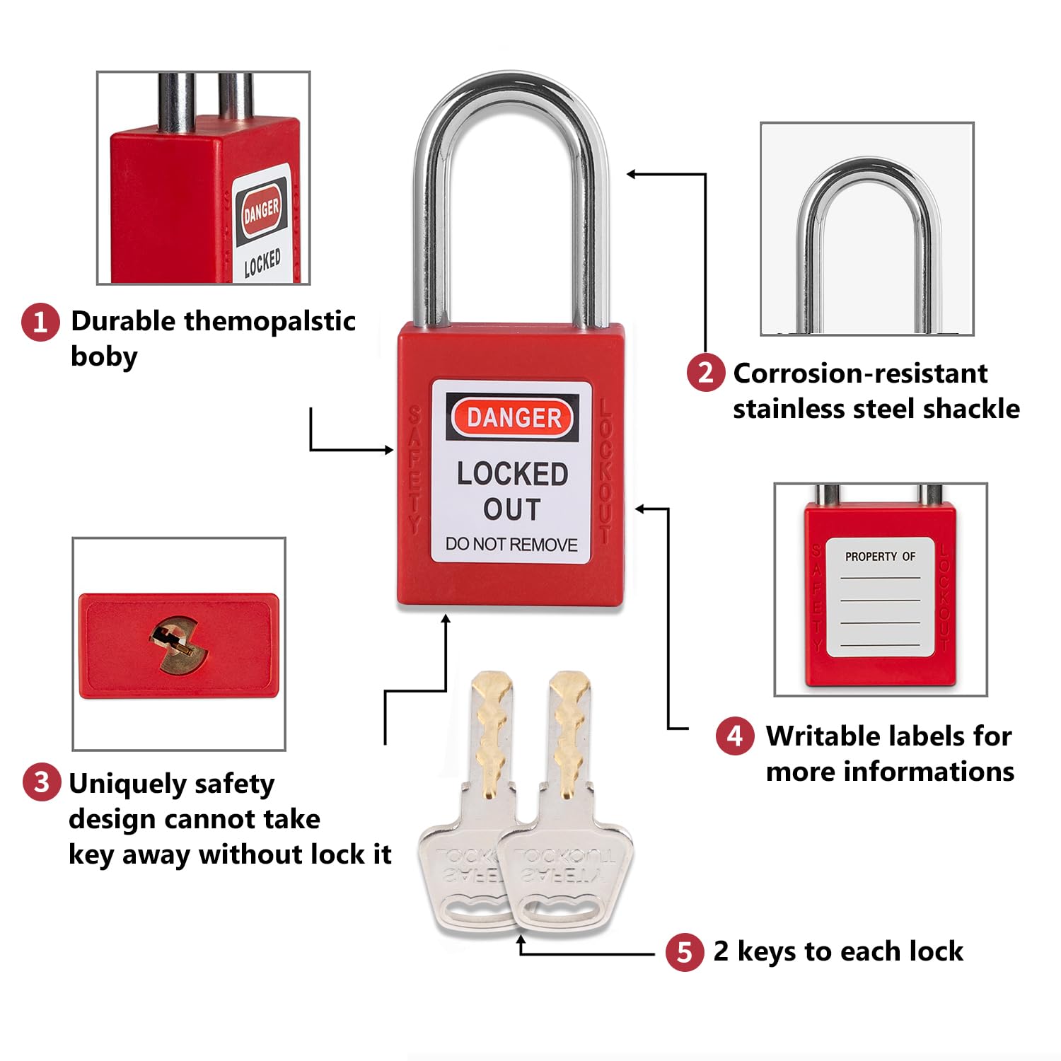YouBXupup 70+ Piece Multi-Functional Lockout Tagout Kit with Safety Padlock and Devices