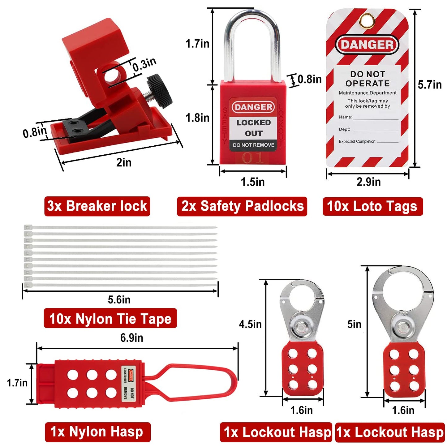 Youth Dance Lockout Tagout Kit with Universal Circuit Breaker Lock - OSHA Compliant Safety Padlock Set for Electrical Lockouts - WildKart