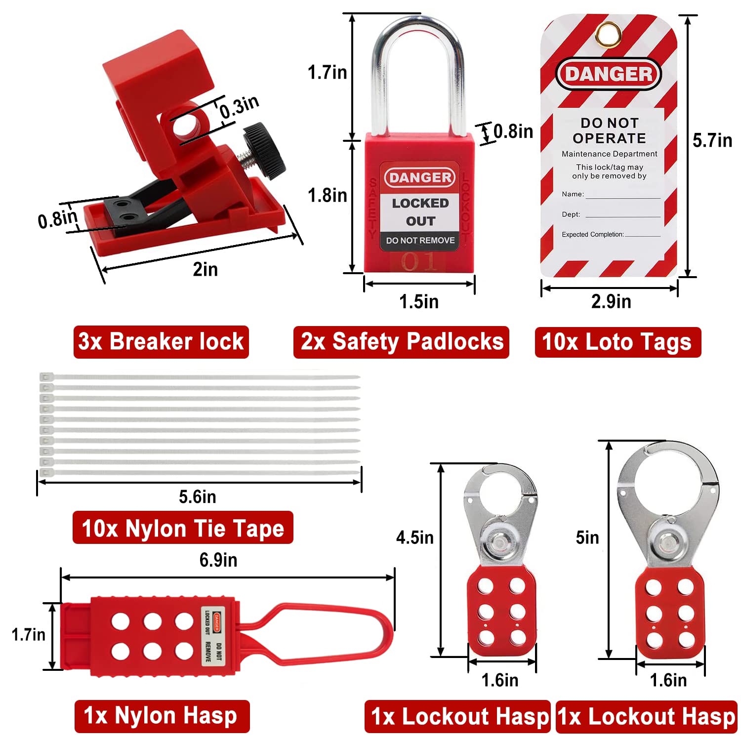Youth Dance Lockout Tagout Kit with Universal Circuit Breaker Lock - OSHA Compliant Safety Padlock Set for Electrical Lockouts - WildKart
