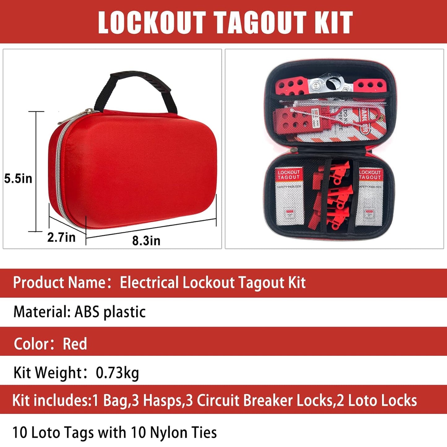 Youth Dance Lockout Tagout Kit with Universal Circuit Breaker Lock - OSHA Compliant Safety Padlock Set for Electrical Lockouts - WildKart