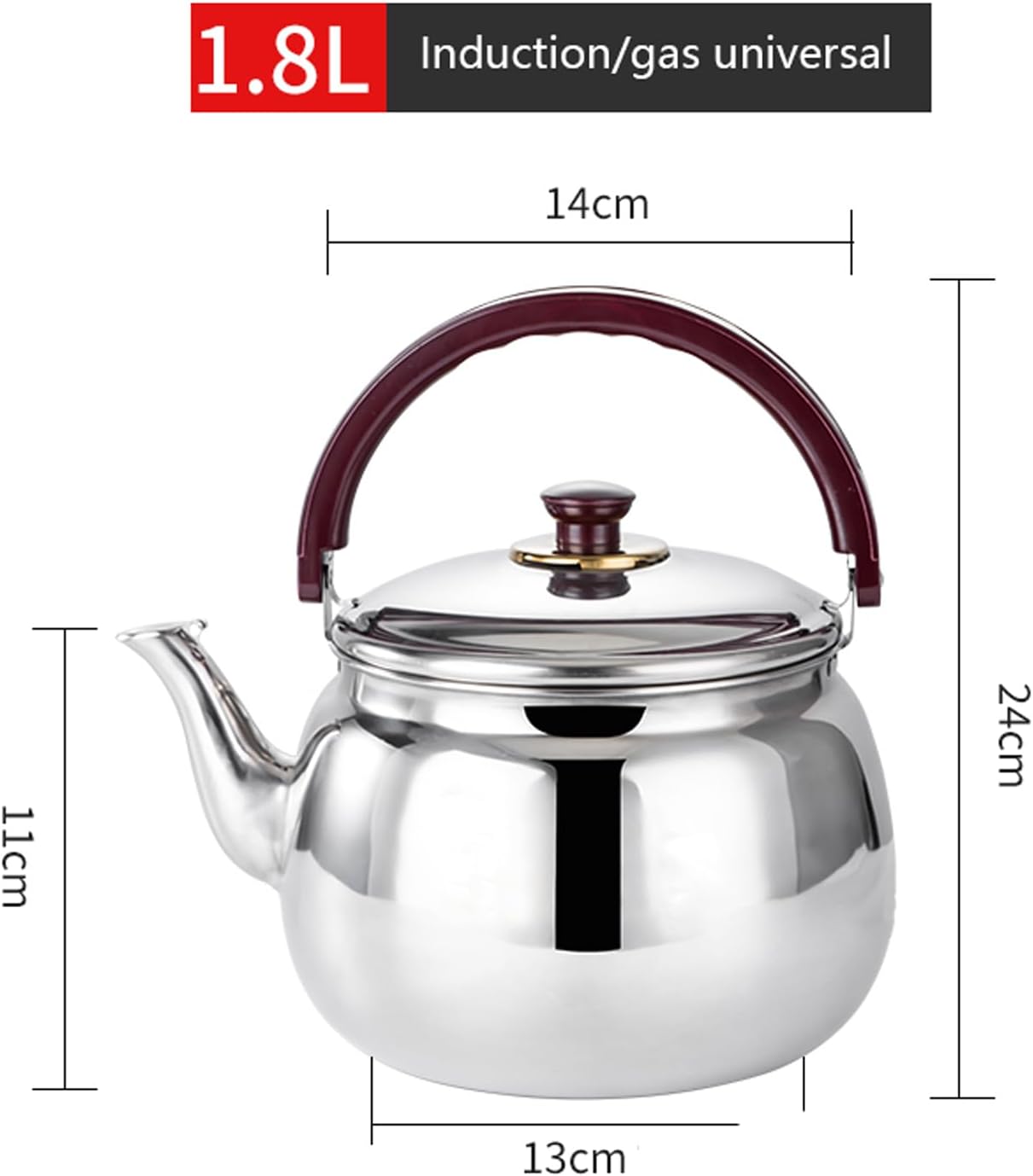 Yuhang Stovetop Teapot Whistling Tea Kettle for Gas, Induction, Electric Hobs - 1.8L Size
