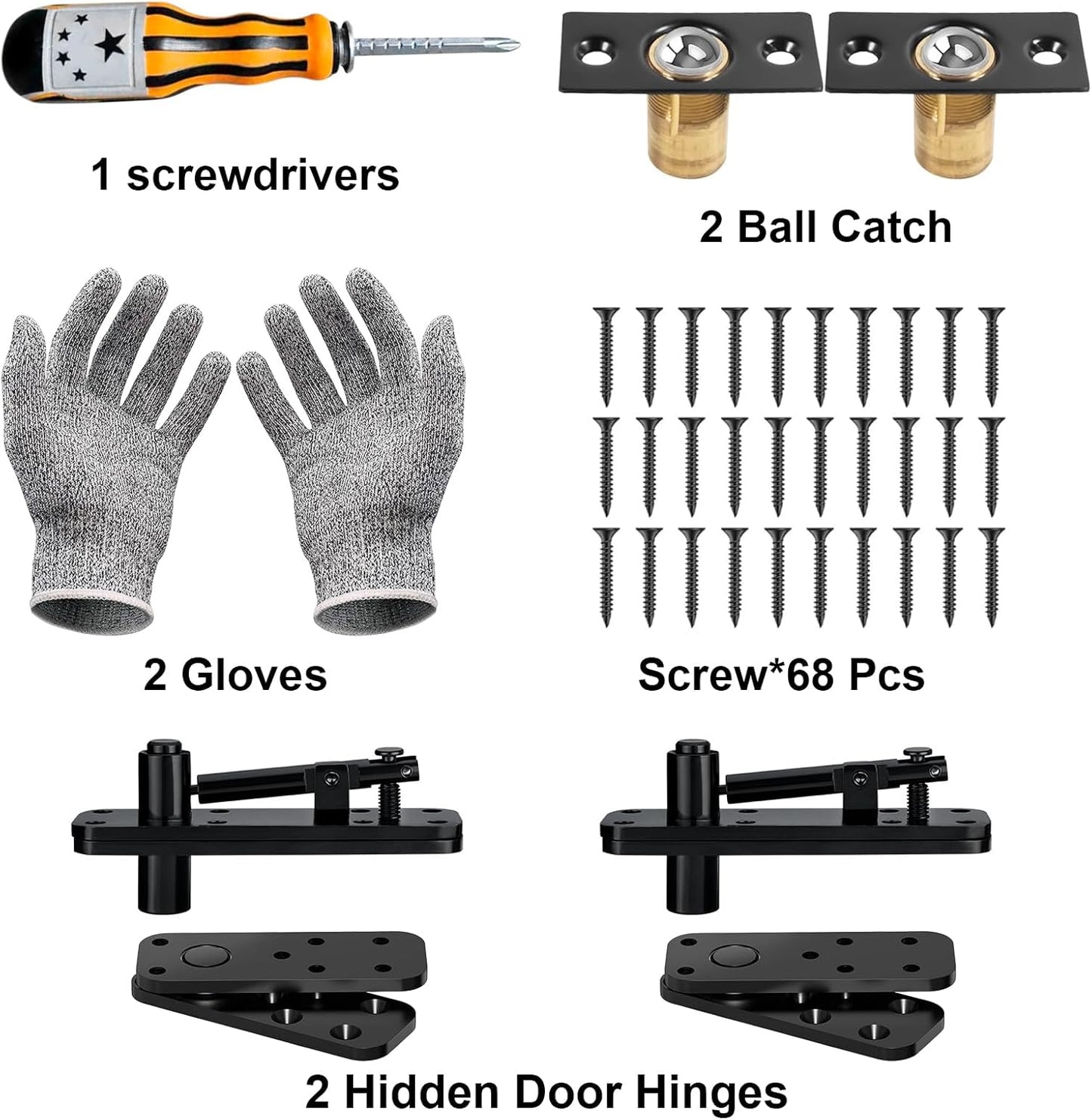 YUNPHDA Silent Operation Hidden Door Hinge Set - 570 LB Load Capacity, 360° Rotation Pivot Hinges for Secret Doors - Heavy Duty Concealed Hinges for Bookcases