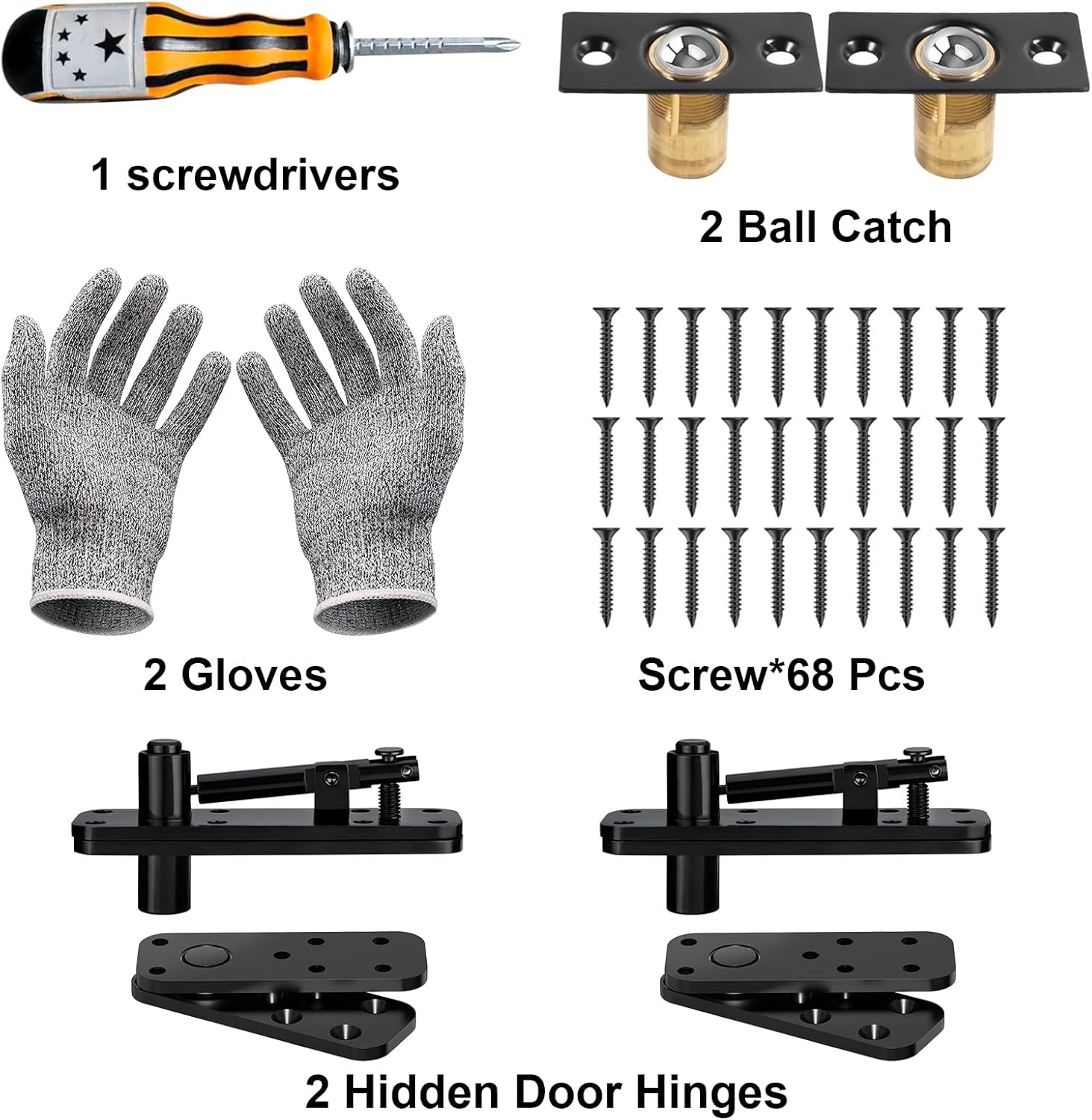 YUNPHDA Silent Operation Hidden Door Hinge Set - 570 LB Load Capacity, 360° Rotation Pivot Hinges for Secret Doors - Heavy Duty Concealed Hinges for Bookcases