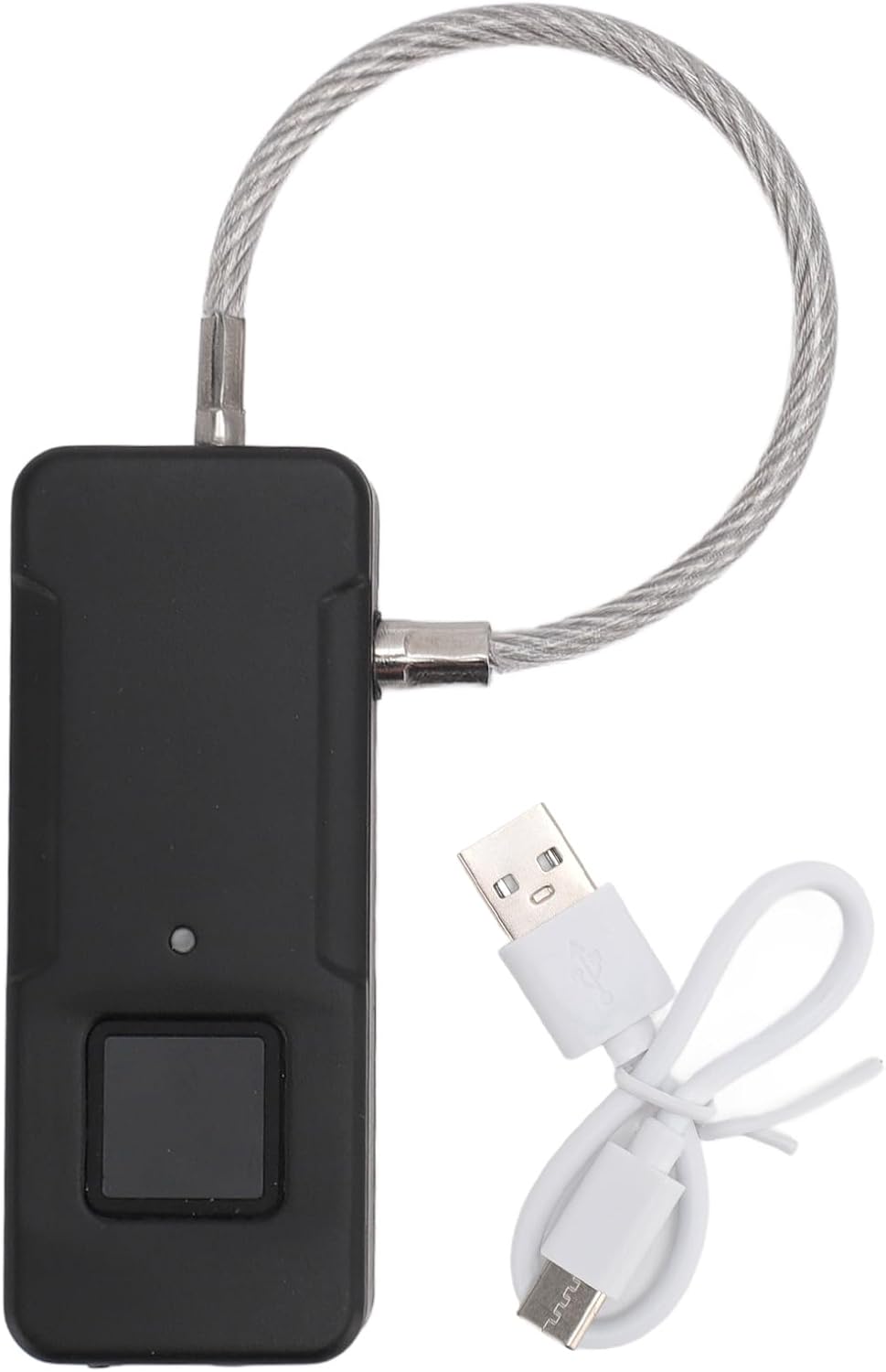 Yunseity Metal Biometric Padlock with USB Charging and Fast Fingerprint Matching - Secure Locker with 10 Sets of Fingerprints (Black)