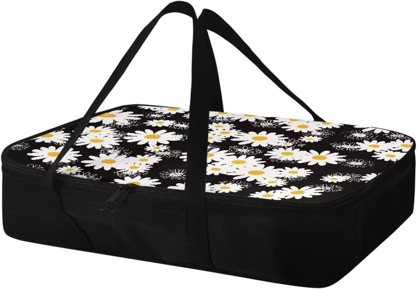 Yuresuae Daisies Print Insulated Casserole Carrier - Waterproof 9x13 Foil Pan Holder with Carrying Straps - Hot/Cold Food Transport