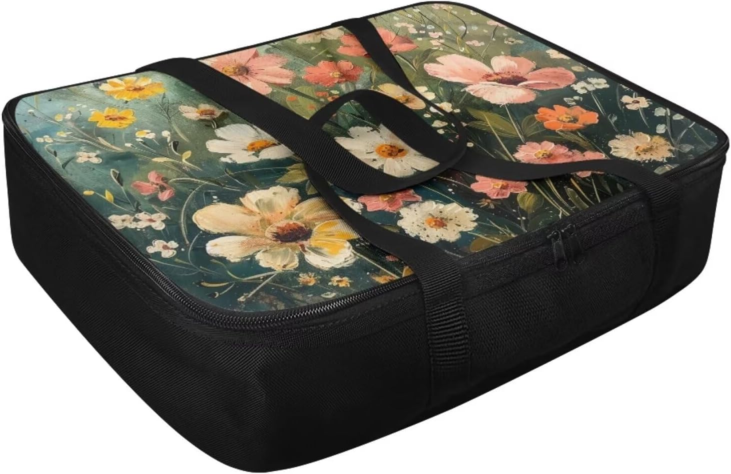 Yuresuaet Yuresuae Insulated Food Carrier with Artistic Floral Print - Hot/Cold, Dustproof Casserole Tote Bag for Picnic Potluck, Sturdy Handles