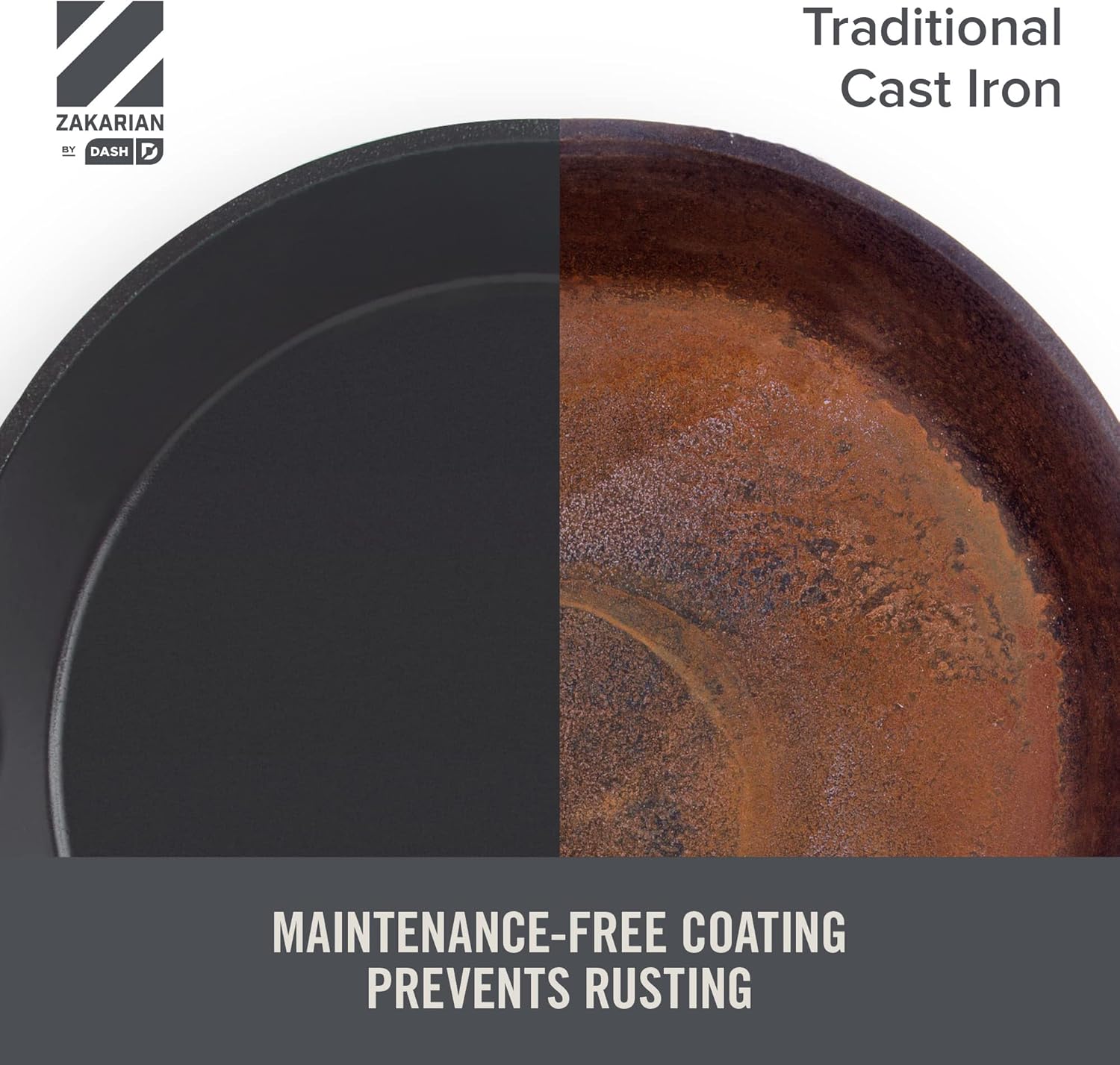 Zakarian by Dash 13" Nonstick Cast Iron Pan with Dual Handles - Titanium Ceramic Coating, Blue Color