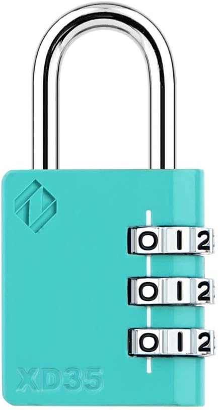 Zarker XD35 3-Digit Combination Lock for School Gym Sports Locker, Fence, Toolbox, Case, Hasp Storage - Emerald (1-Pack)