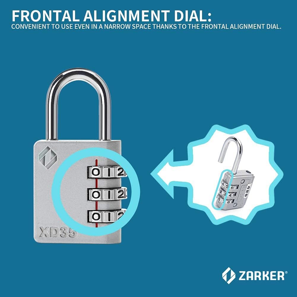 Zarker XD35 3-Digit Combination Lock for School Gym Sports Locker, Fence, Toolbox, Case, Hasp Storage - Emerald (1-Pack)