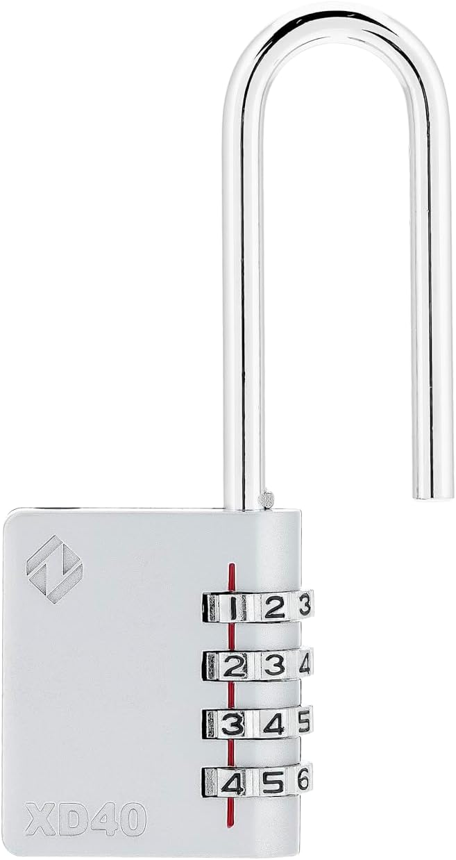 Zarker XD40L Gray 4-Digit Long Shackle Combination Padlock - 1-Pack - WildKart