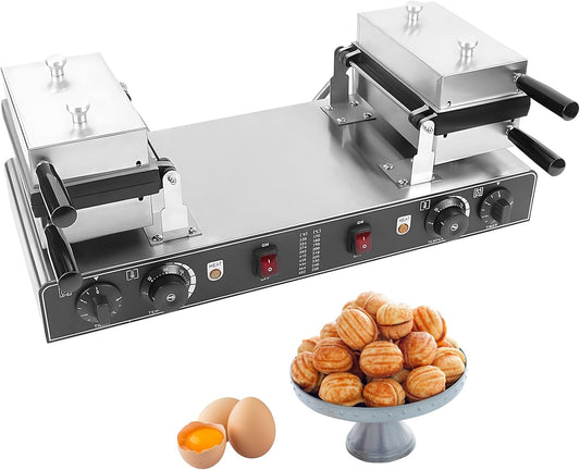 ZAWAYINE Electric Nut Waffle Maker - Bake 10 Walnut Cakes at Once - Non Stick Baking Pan - 1500W Breakfast Cake Maker Machine