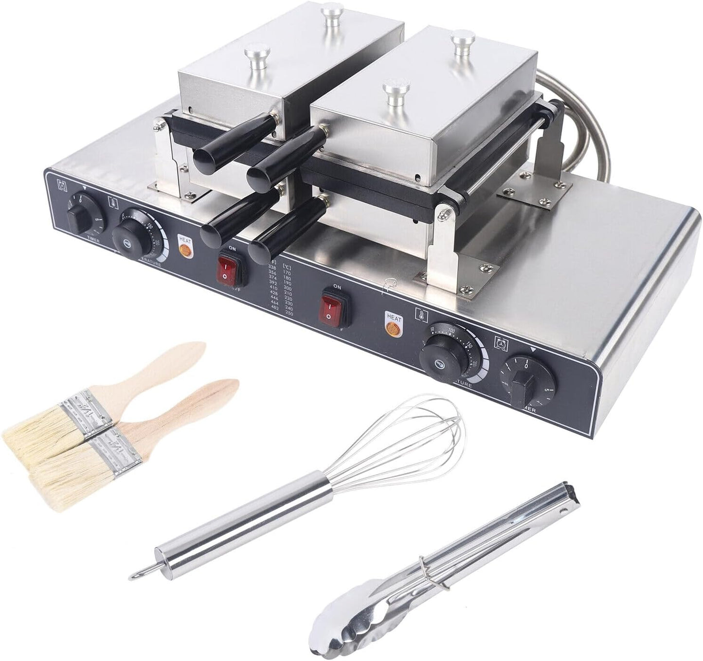 ZAWAYINE Electric Nut Waffle Maker - Bake 10 Walnut Cakes at Once - Non Stick Baking Pan - 1500W Breakfast Cake Maker Machine