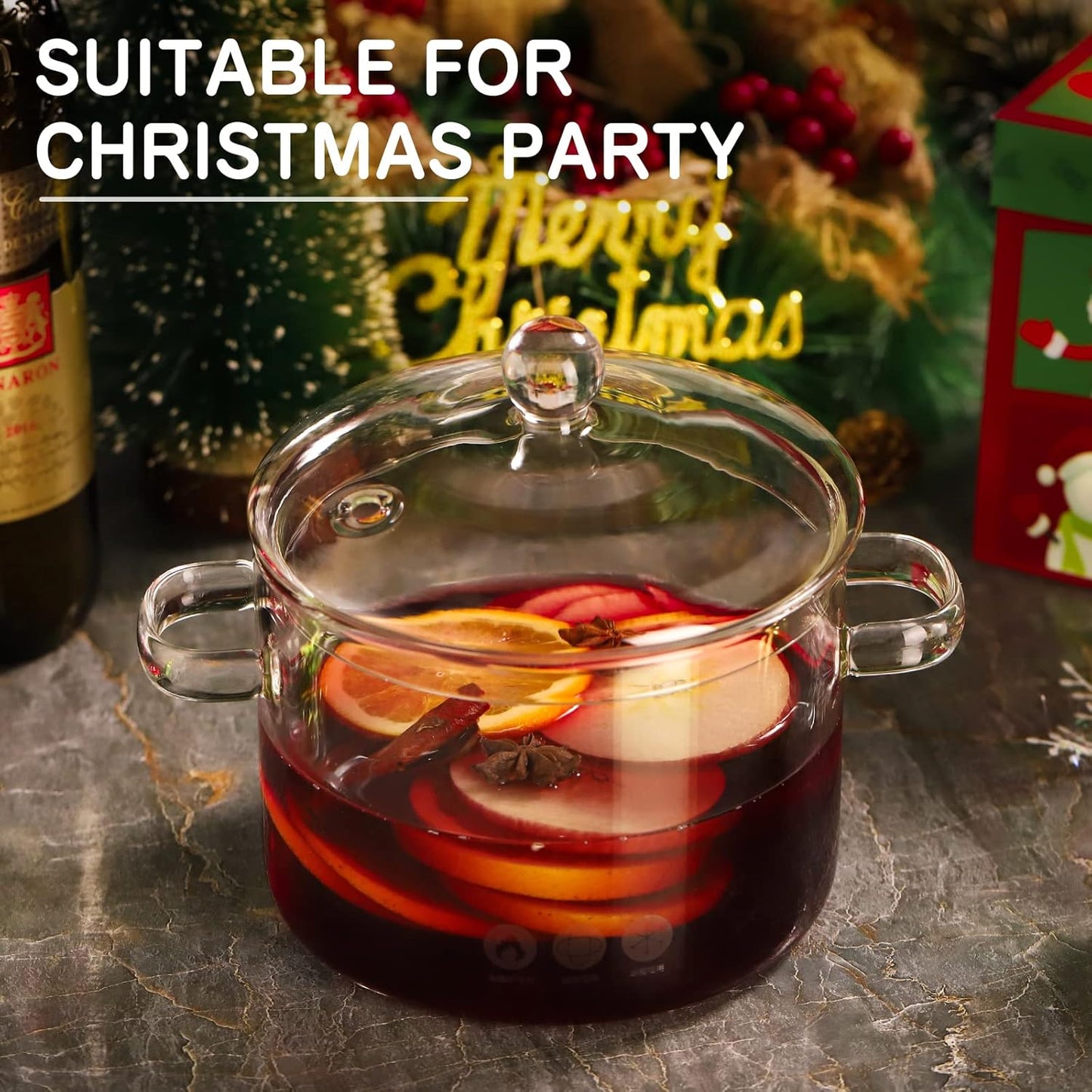 ZDZDZ Glass Cooking Pot with Cover and Handle - 1800ML Stovetop Safe Simmer Pot for Pasta, Noodle, Soup, Milk, Baby Food - Microwave Safe