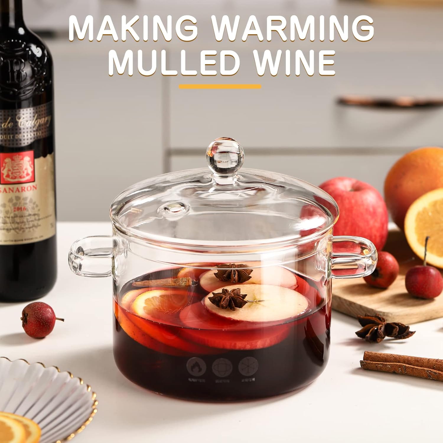 ZDZDZ Glass Cooking Pot with Cover and Handle - 1800ML Stovetop Safe Simmer Pot for Pasta, Noodle, Soup, Milk, Baby Food - Microwave Safe