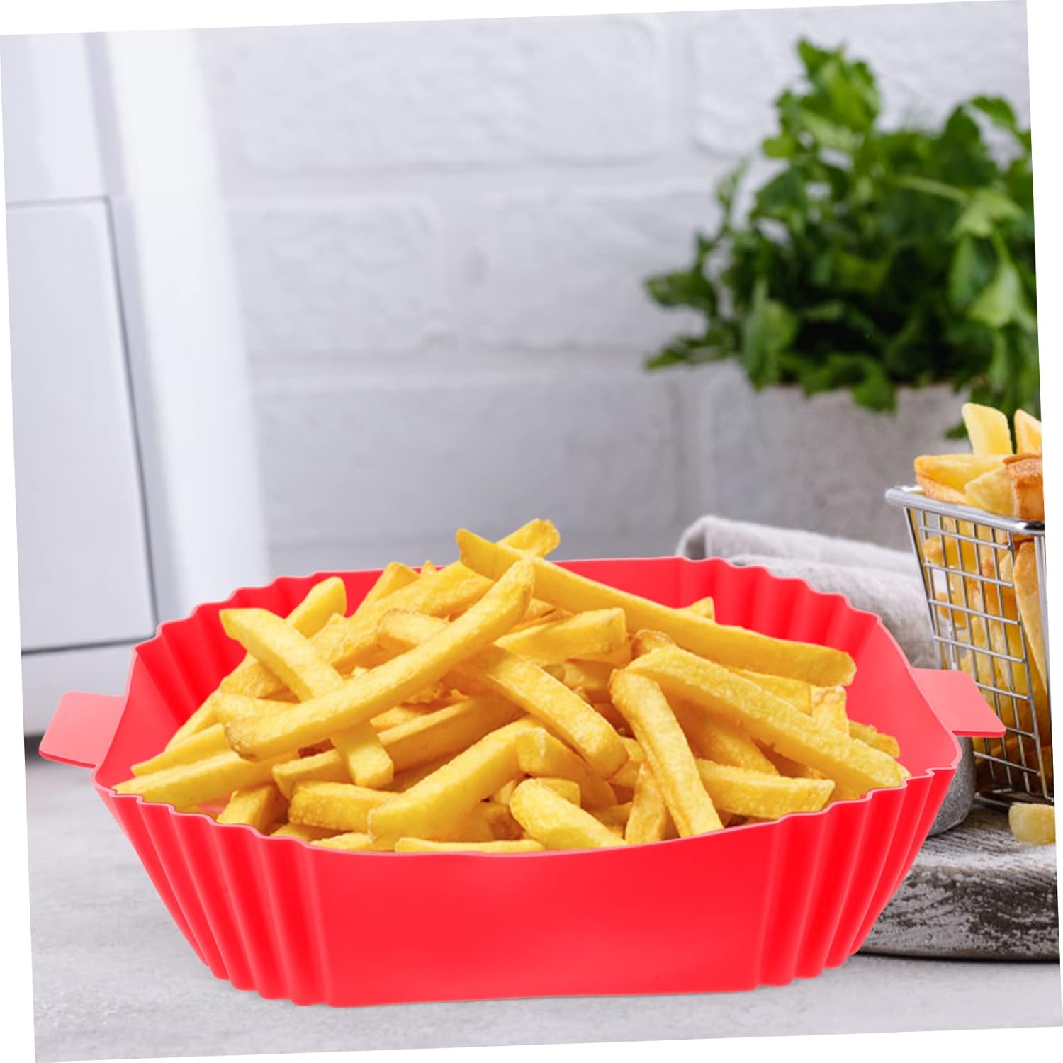 Zerodeko Multi Cooker Air Fryer Pan with Non-Stick Baskets for Oven and Stove - Red Macaron Pot Cookware