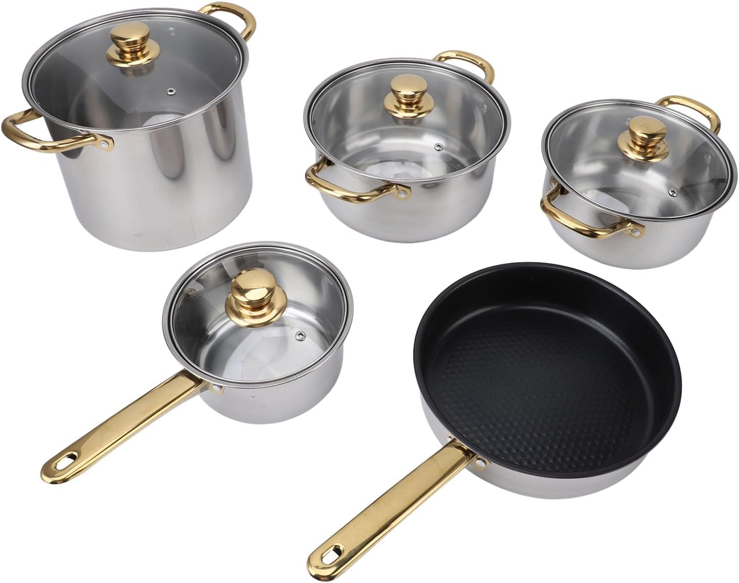 Zerodis Stainless Steel Cookware Set with Glass Lids - Heat Resistant Kitchen Pots and Pans for Home Cooking