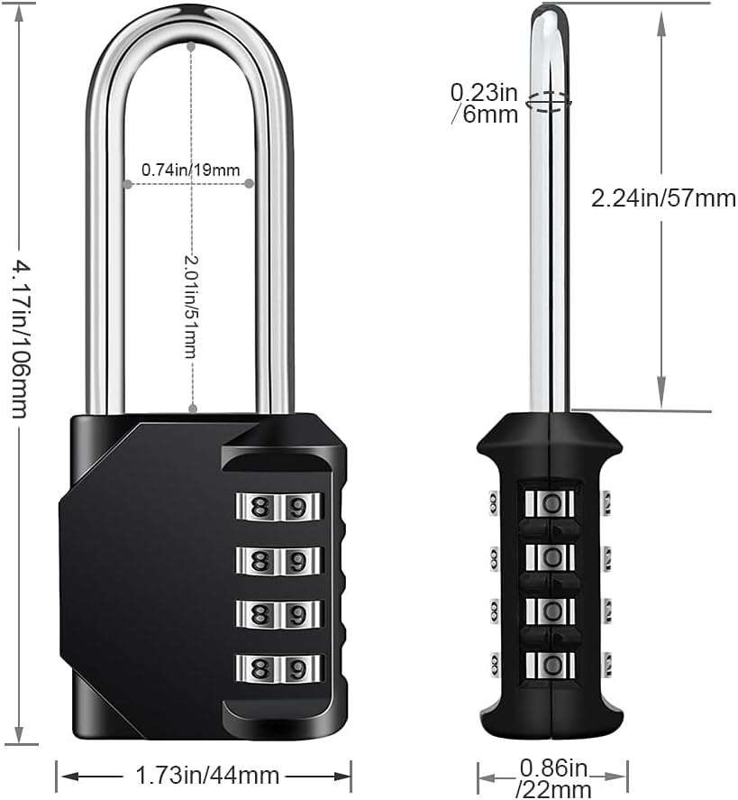 ZHEGE Combination Lock Outdoor, 4 Digit Resettable Weatherproof Combination Padlock for Gym, School, Gates, Doors, Hasps Storage